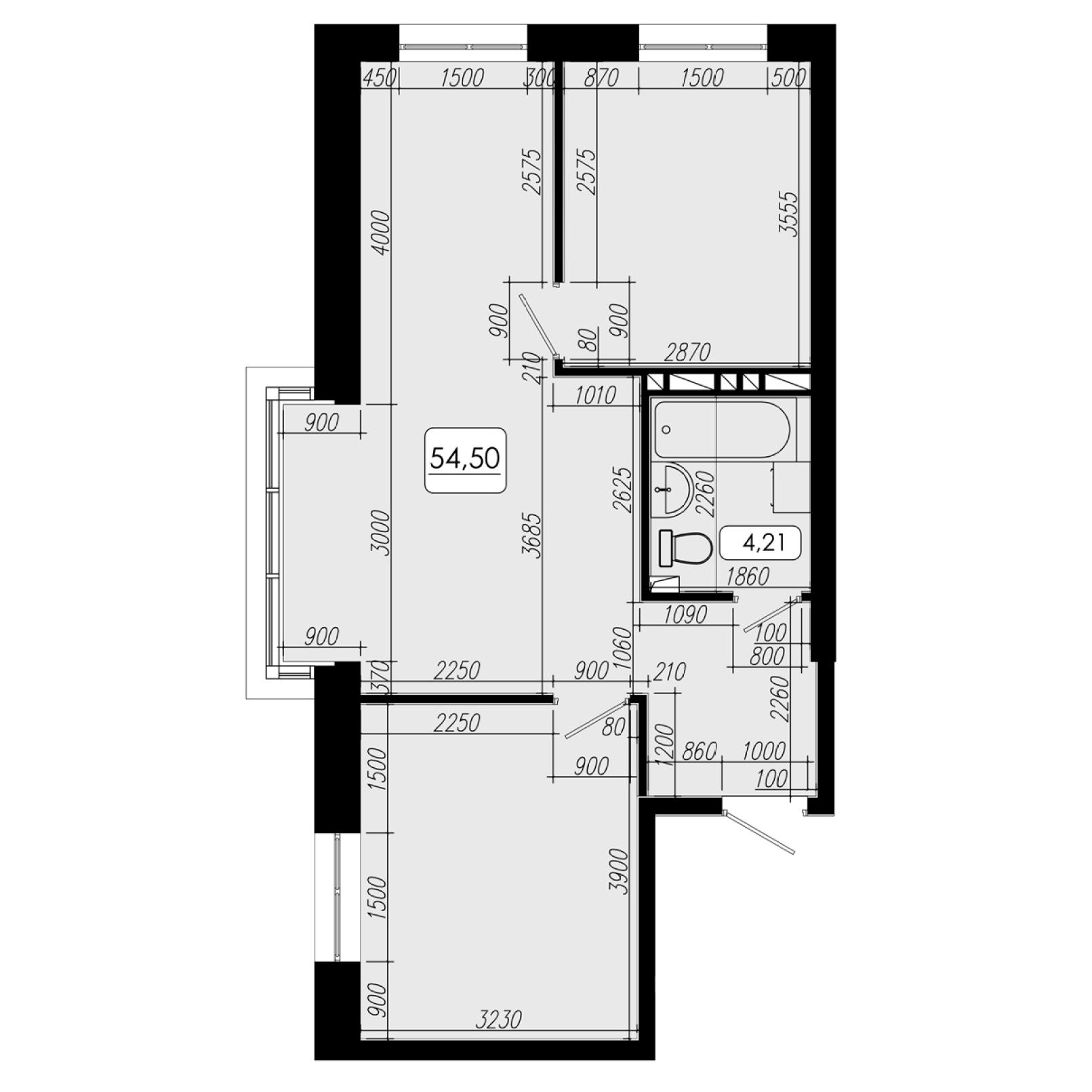 2-комн. квартира за 11 093 970 р в ЖК Премиум парк (Premium park), 46,81  м2, дом №1. ID кв.- 98940