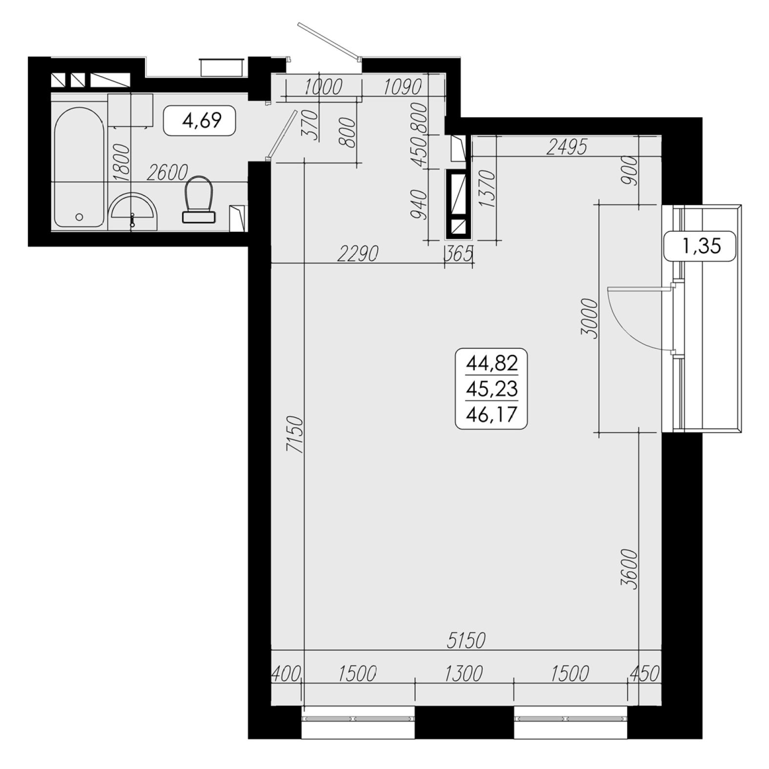 1-комн. квартира за 9 679 880 р в ЖК Премиум парк (Premium park), 53,48 м2,  дом №1. ID кв.- 99255