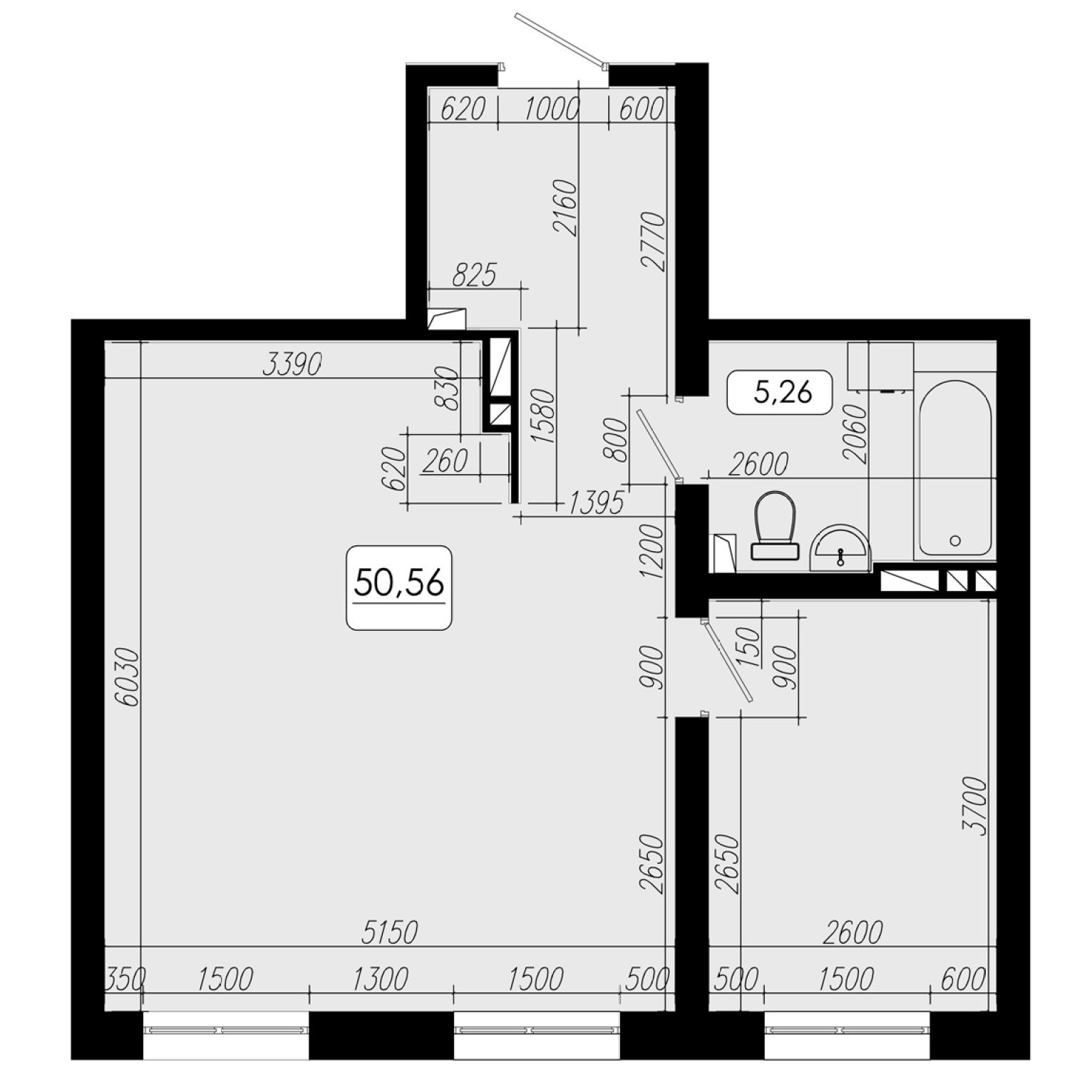 2-комн. квартира за 9 555 840 р в ЖК Премиум парк (Premium park), 50,56 м2,  дом №1. ID кв.- 99380