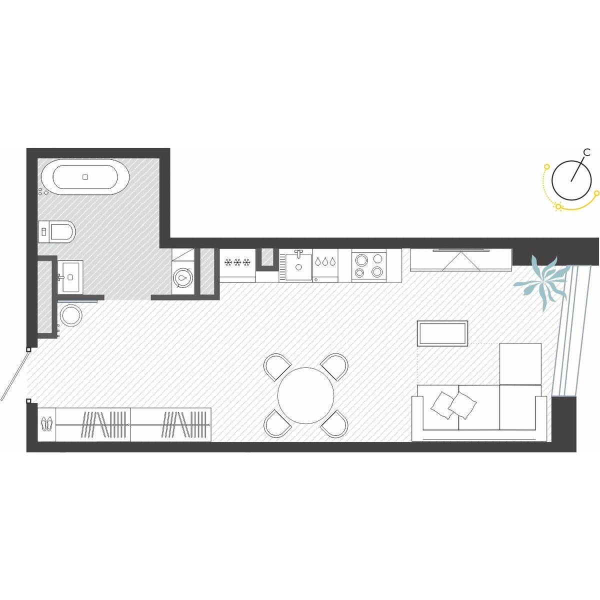 Доступные планировки в ЖК Р4 (R4), 33,89 м2