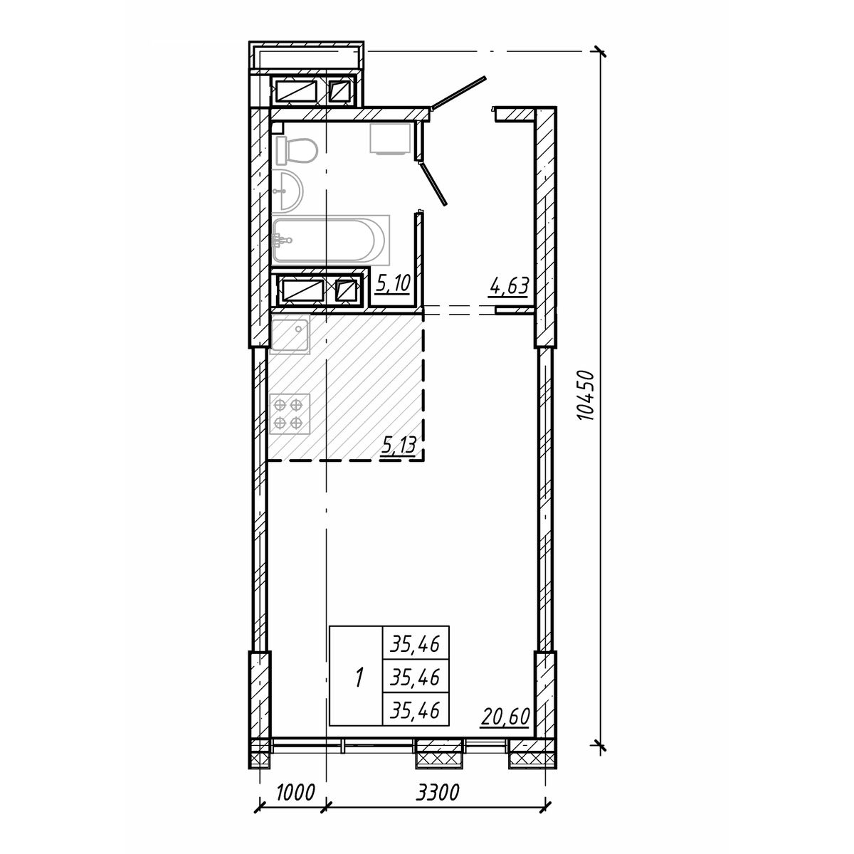 ЖК Старк (Stark), 1-комн кв 35,46 м2, за 9 751 500 ₽, 5 этаж