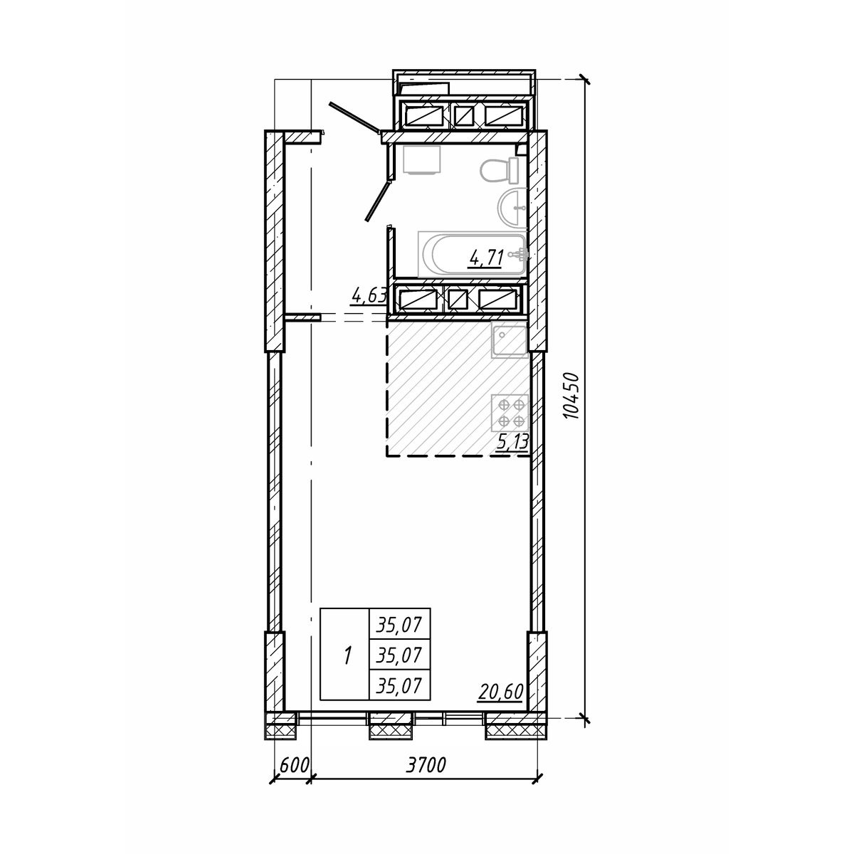 ЖК Старк (Stark), 1-комн кв 35,07 м2, за 10 906 770 ₽, 17 этаж