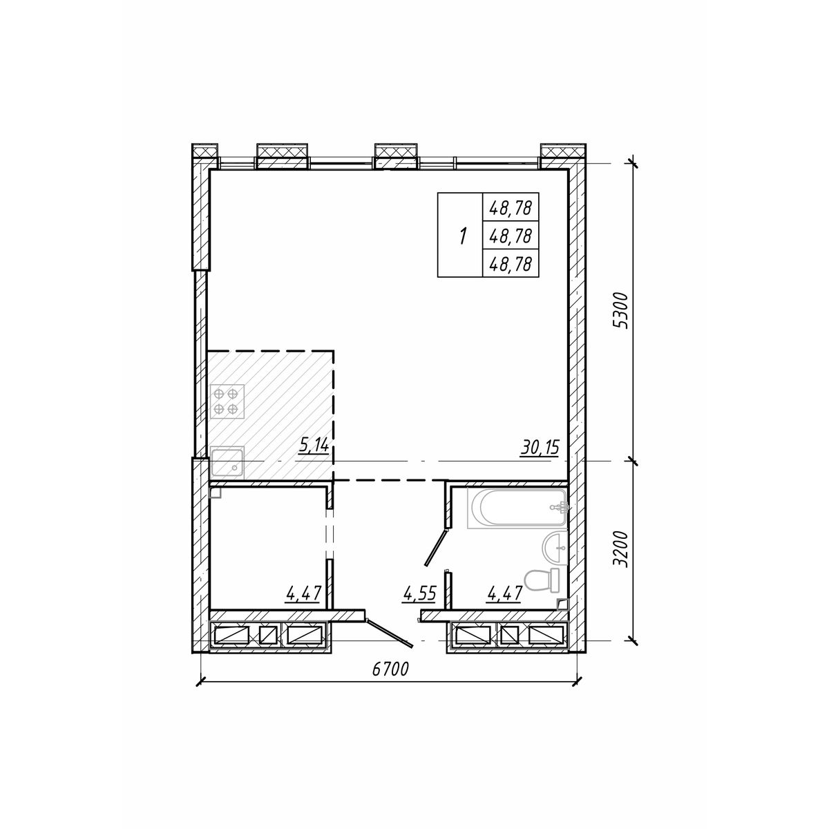 ЖК Старк (Stark), 1-комн кв 48,78 м2, за 13 097 430 ₽, 16 этаж