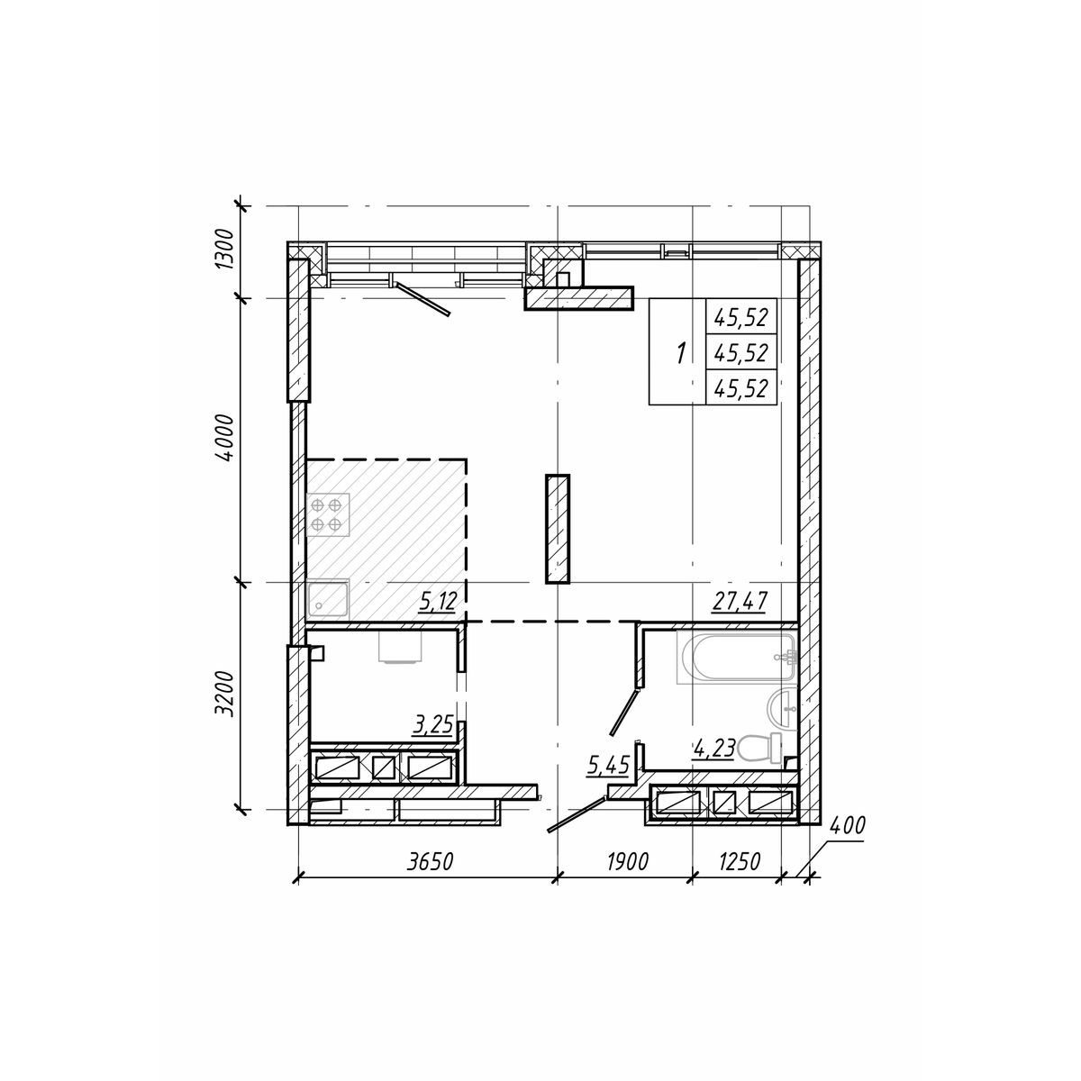 ЖК Старк (Stark), 1-комн кв 45,52 м2, за 12 017 280 ₽, 16 этаж