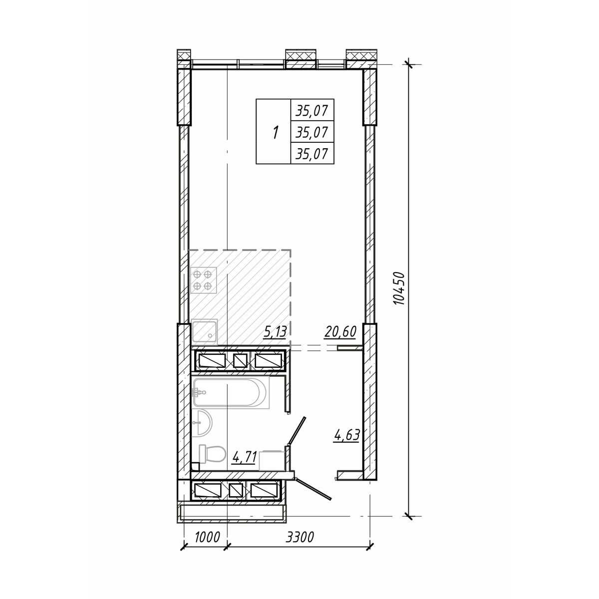 ЖК Старк (Stark), 1-комн кв 35,07 м2, за 10 240 440 ₽, 17 этаж