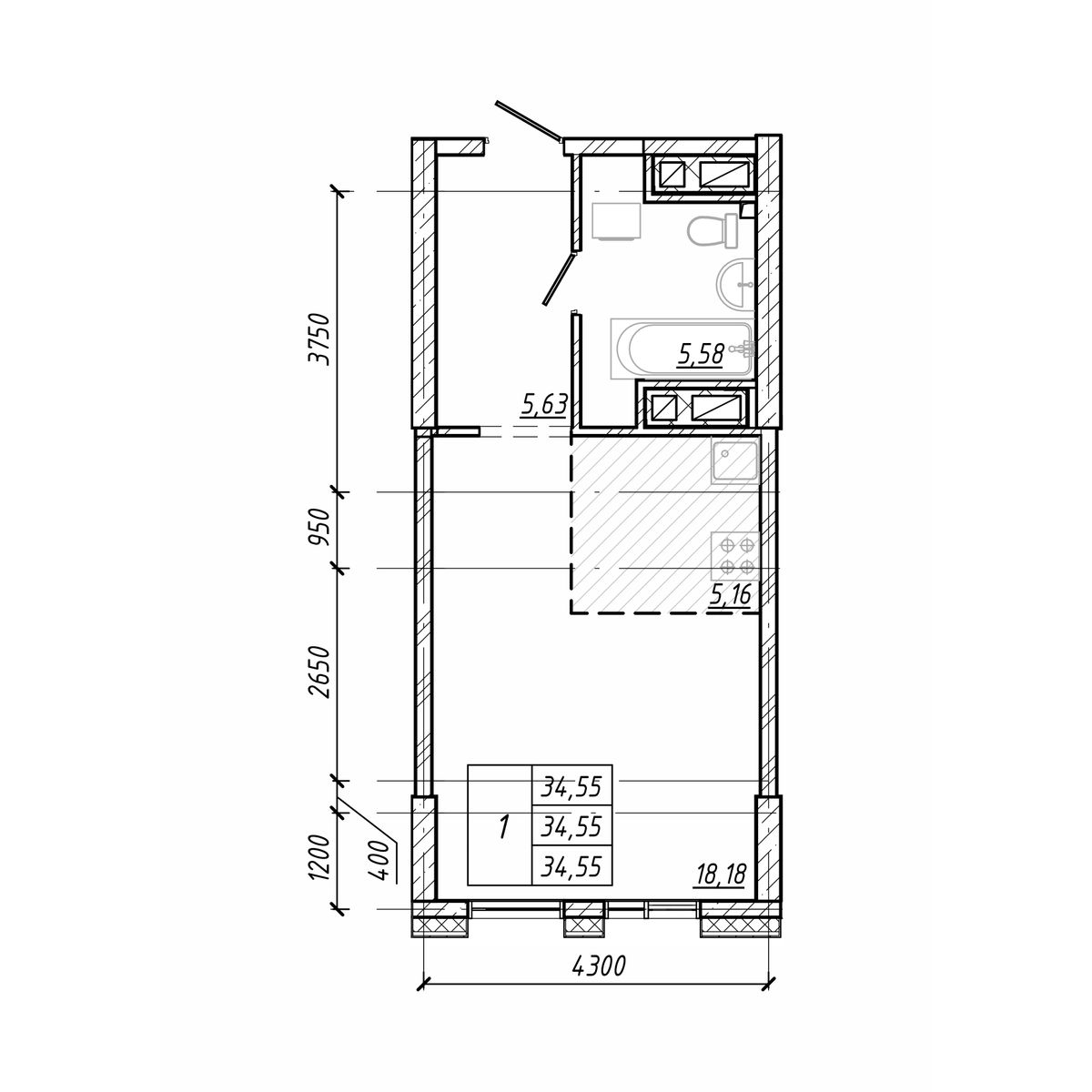 ЖК Старк (Stark), 1-комн кв 34,55 м2, за 10 226 800 ₽