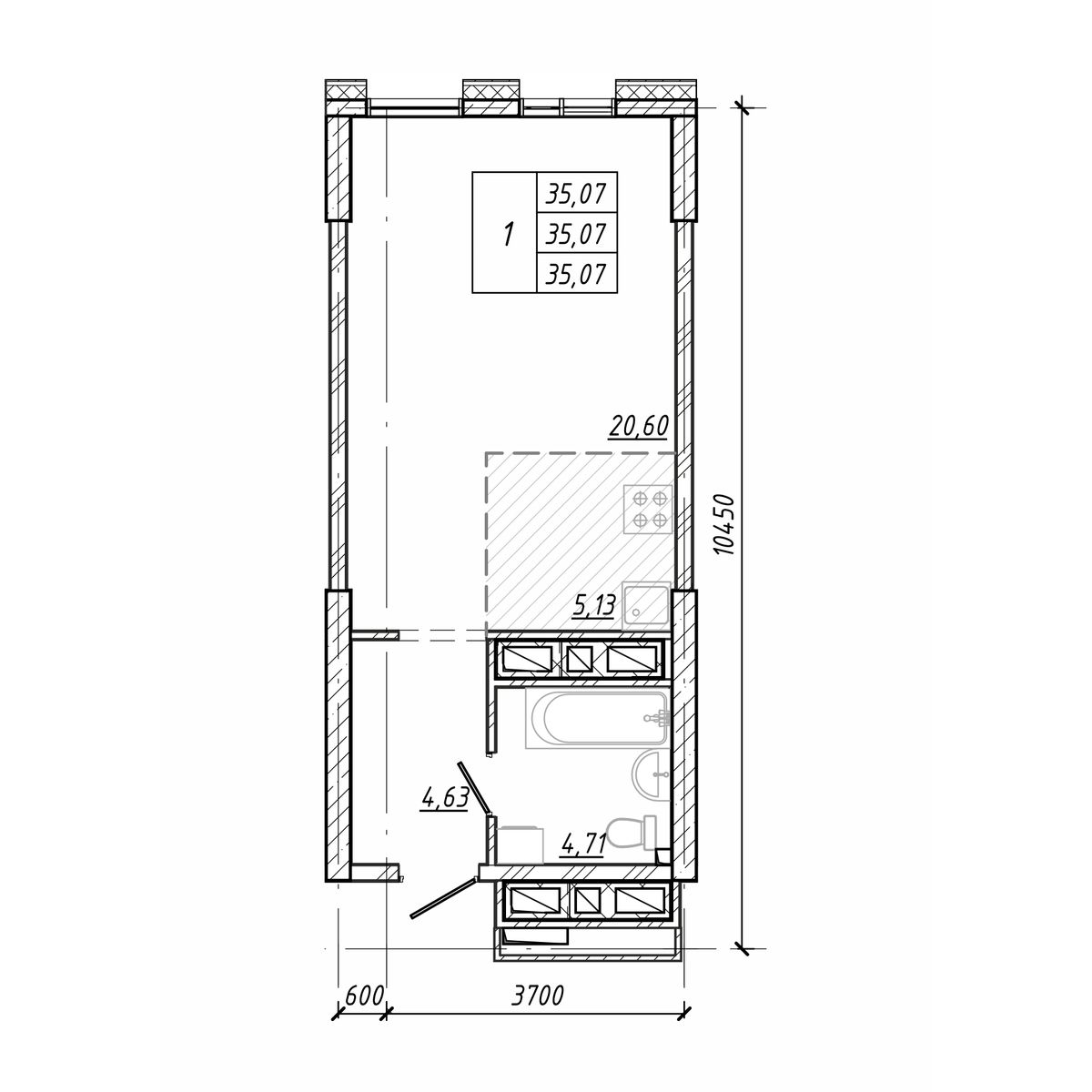 ЖК Старк (Stark), 1-комн кв 35,07 м2, за 10 240 440 ₽, 17 этаж