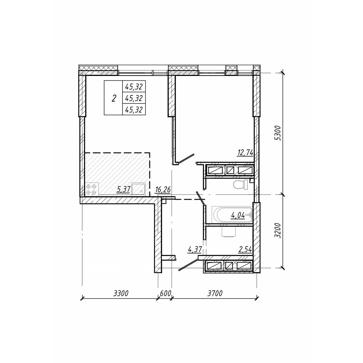 ЖК Старк (Stark), 2-комн кв 45,32 м2, за 11 828 520 ₽, 15 этаж