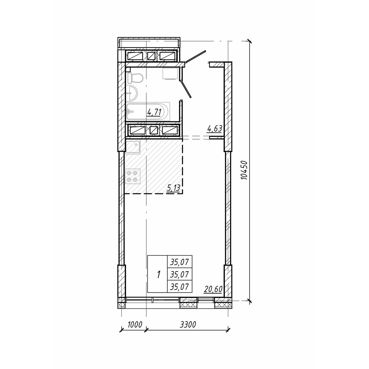 ЖК Старк (Stark), 1-комн кв 35,07 м2, за 10 696 350 ₽, 15 этаж