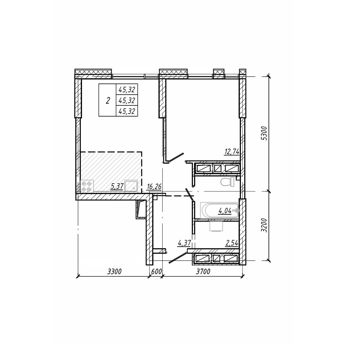 ЖК Старк (Stark), 2-комн кв 45,32 м2, за 12 372 360 ₽, 19 этаж