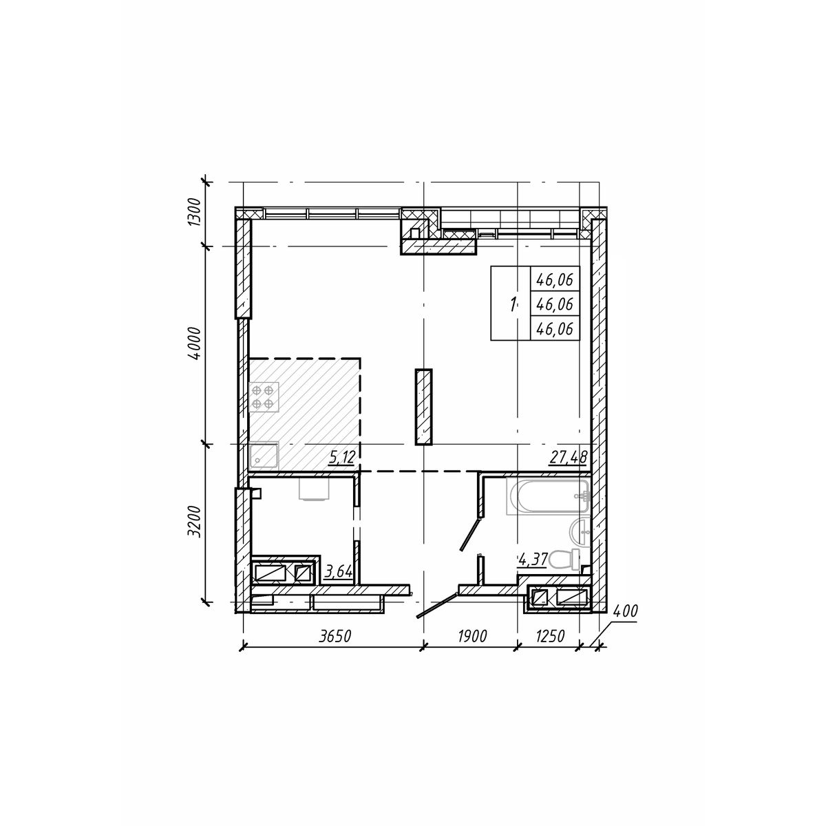 ЖК Старк (Stark), 1-комн кв 46,06 м2, за 10 916 220 ₽, 7 этаж