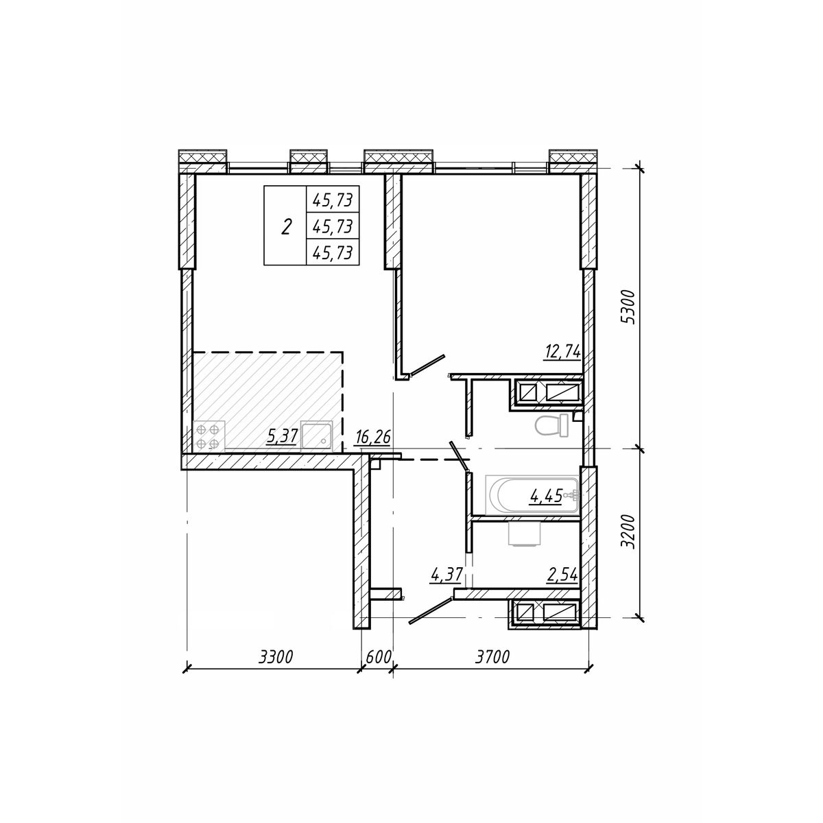 ЖК Старк (Stark), 2-комн кв 45,73 м2, за 10 975 200 ₽, 8 этаж