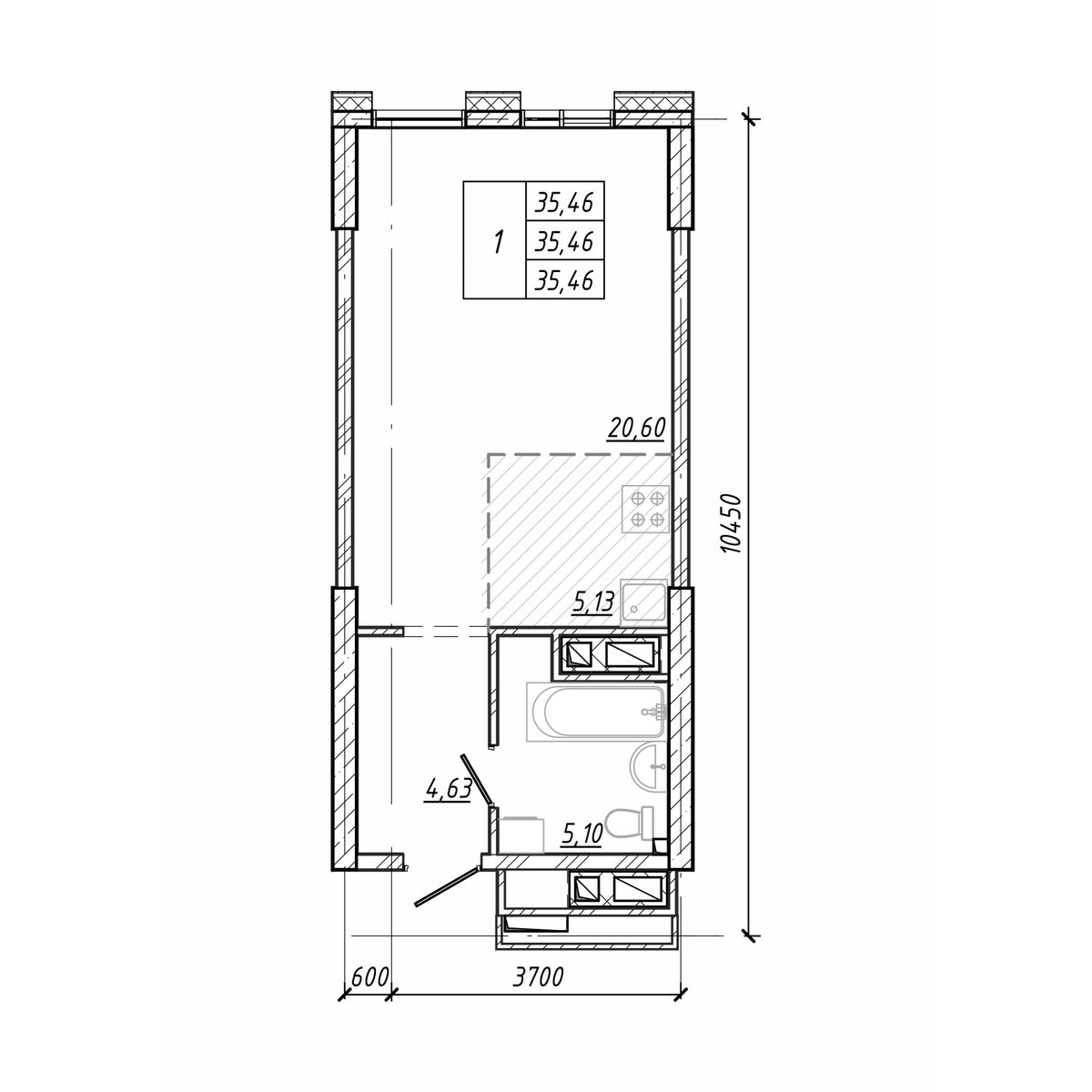 ЖК Старк (Stark), 1-комн кв 35,46 м2, за 9 716 040 ₽, 11 этаж