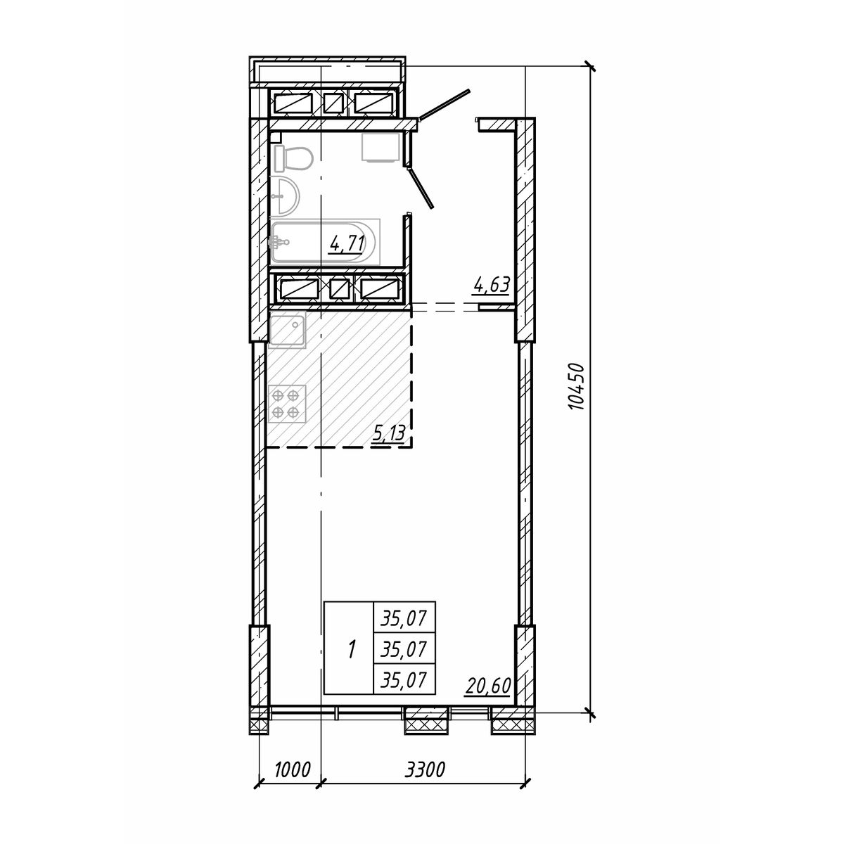 ЖК Старк (Stark), 1-комн кв 35,07 м2, за 10 906 770 ₽, 17 этаж