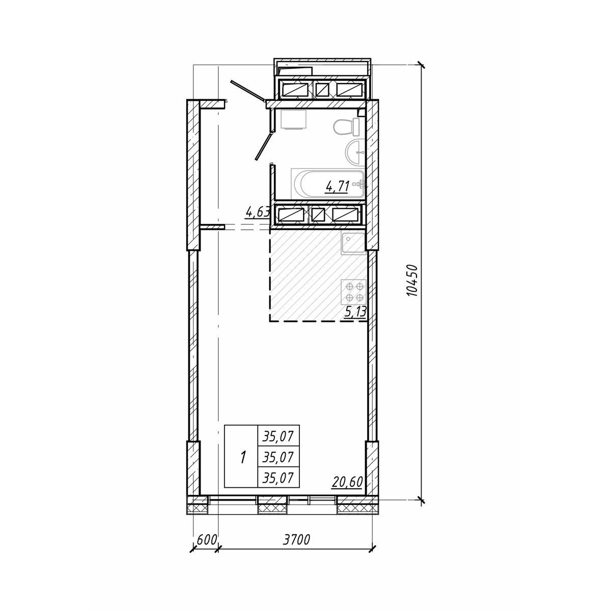 ЖК Старк (Stark), 1-комн кв 35,07 м2, за 10 696 350 ₽, 15 этаж