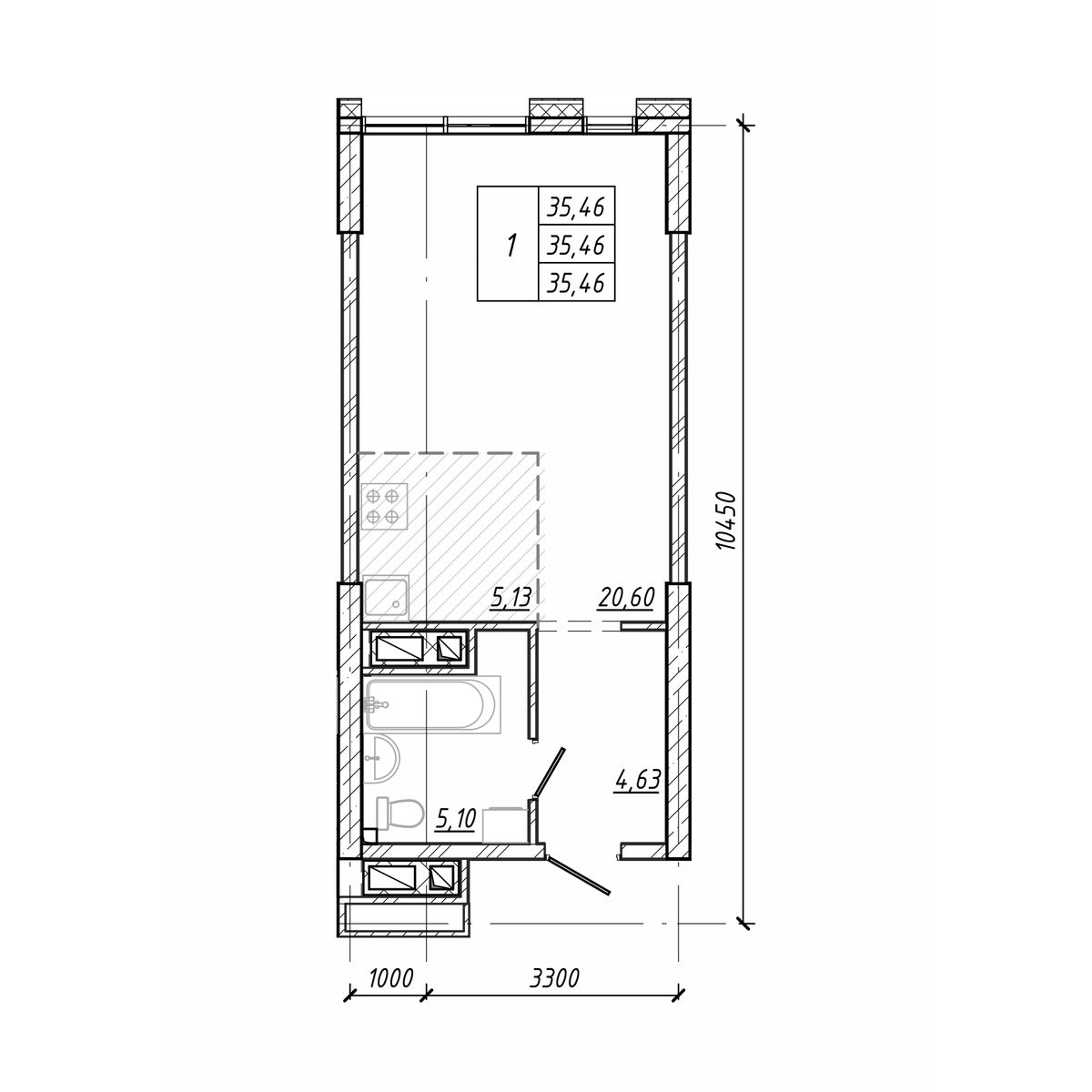 ЖК Старк (Stark), 1-комн кв 35,46 м2, за 9 716 040 ₽, 11 этаж