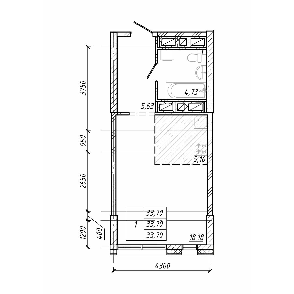 ЖК Старк (Stark), 1-комн кв 33,7 м2, за 10 278 500 ₽, 15 этаж