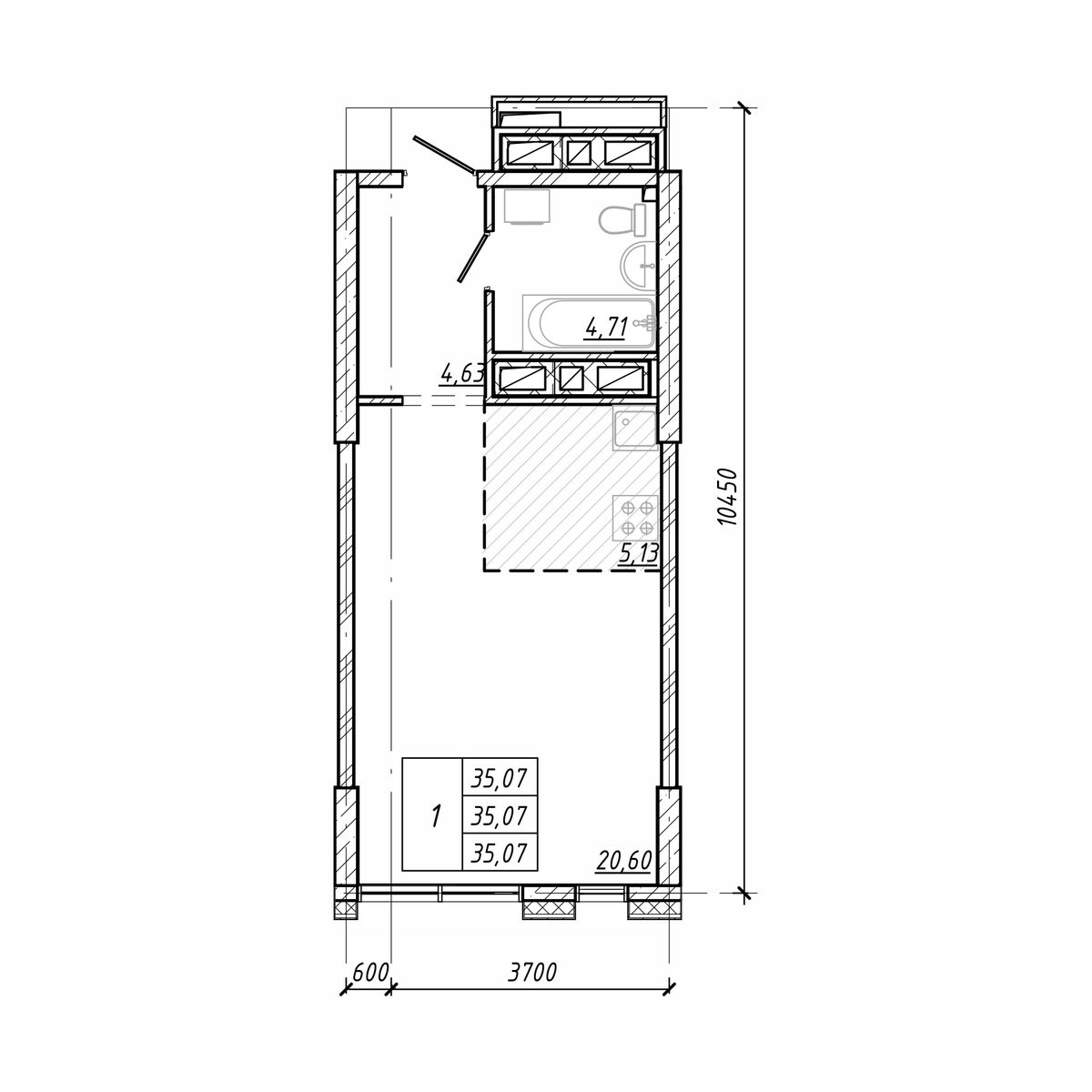 ЖК Старк (Stark), 1-комн кв 35,07 м2, за 10 801 560 ₽, 16 этаж