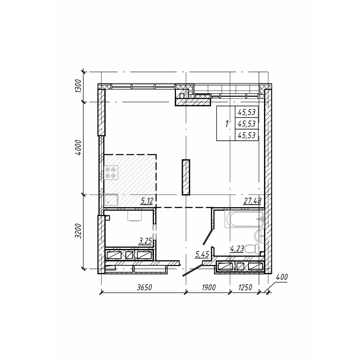 ЖК Старк (Stark), 1-комн кв 45,53 м2, за 12 156 510 ₽, 17 этаж