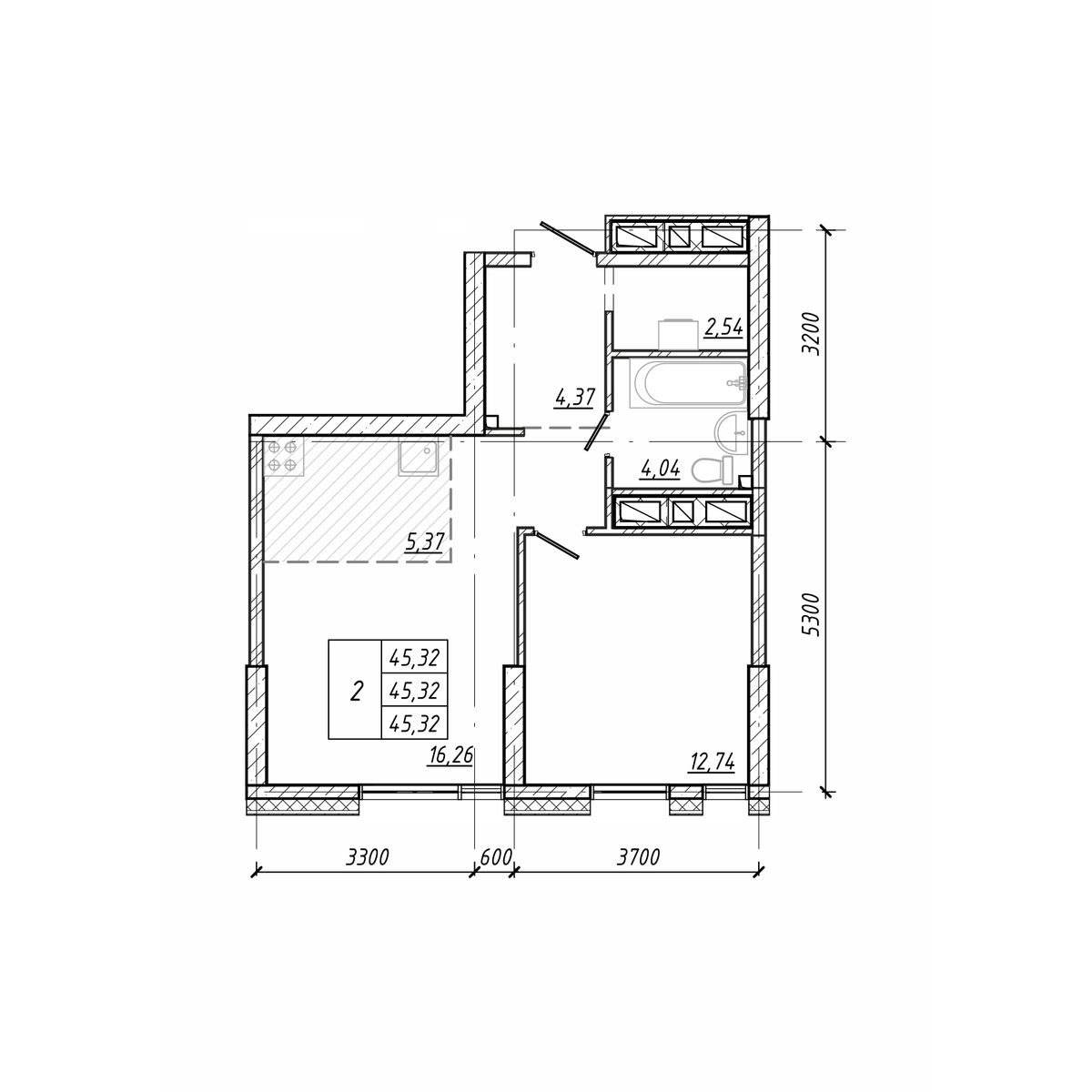 ЖК Старк (Stark), 2-комн кв 45,32 м2, за 12 191 080 ₽, 17 этаж