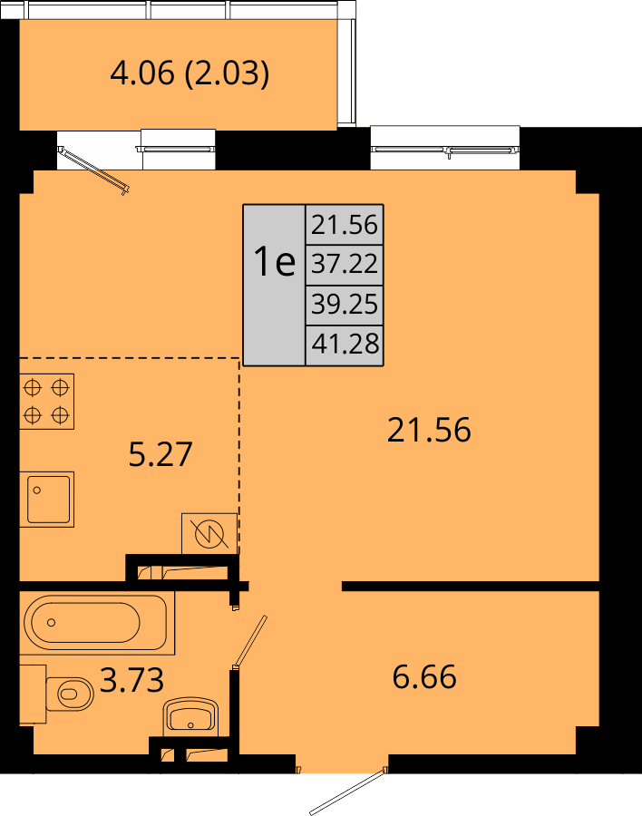 ЖК Акватория, 1-комн кв 41,28 м2, за 6 208 512 ₽, 2 этаж