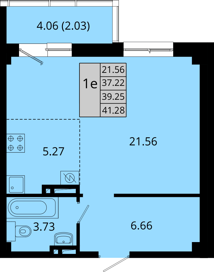 ЖК Акватория, 1-комн кв 41,28 м2, за 6 367 481 ₽, 12 этаж