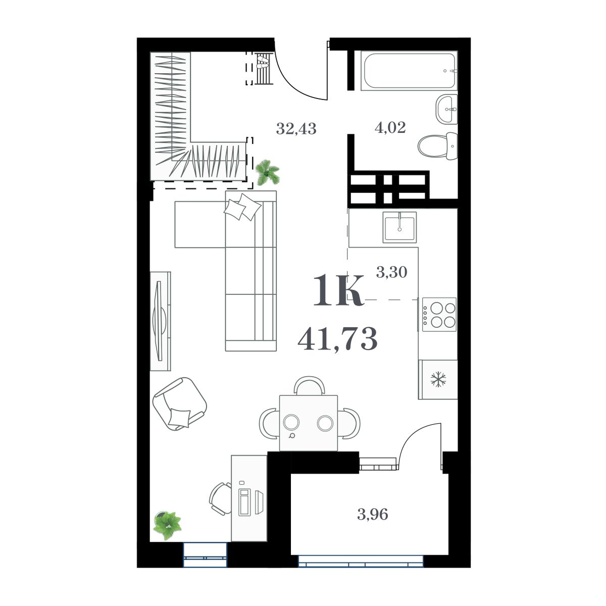 ЖК Амурский, 1-комн кв 41,73 м2, за 10 432 500 ₽, 15 этаж