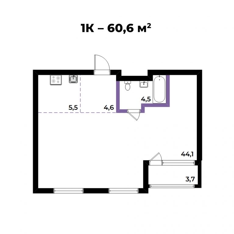ЖК Андерсен, 3-комн кв 60,6 м2, 3 этаж