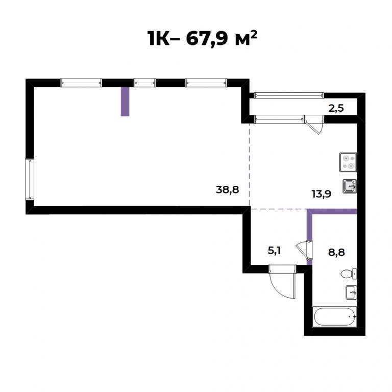 ЖК Андерсен, 3-комн кв 67,9 м2, 2 этаж