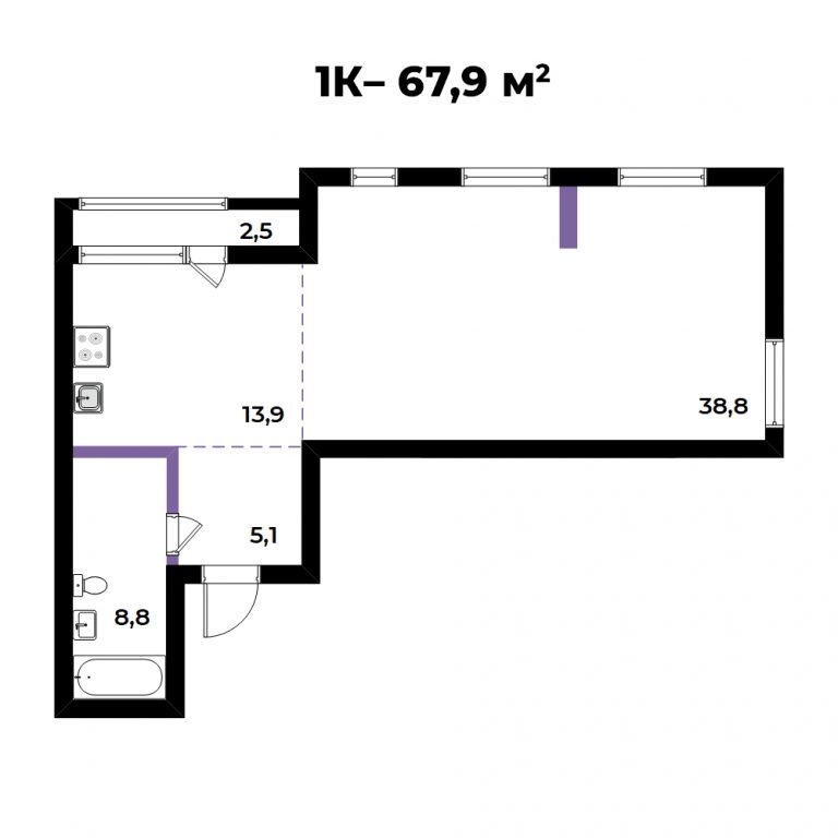 ЖК Андерсен, 3-комн кв 67,9 м2, 4 этаж