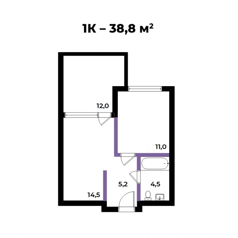 ЖК Андерсен, 2-комн кв 38,8 м2, за 7 768 924 ₽, 1 этаж