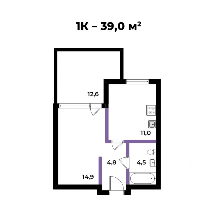 ЖК Андерсен, 2-комн кв 39,0 м2, за 7 195 890 ₽, 1 этаж