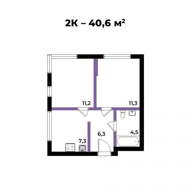 ЖК Андерсен, 2-комн кв 40,6 м2, за 7 848 386 ₽, 4 этаж