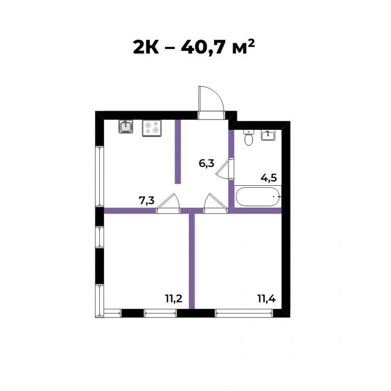 ЖК Андерсен, 3-комн кв 40,7 м2, за 7 521 767 ₽, 1 этаж