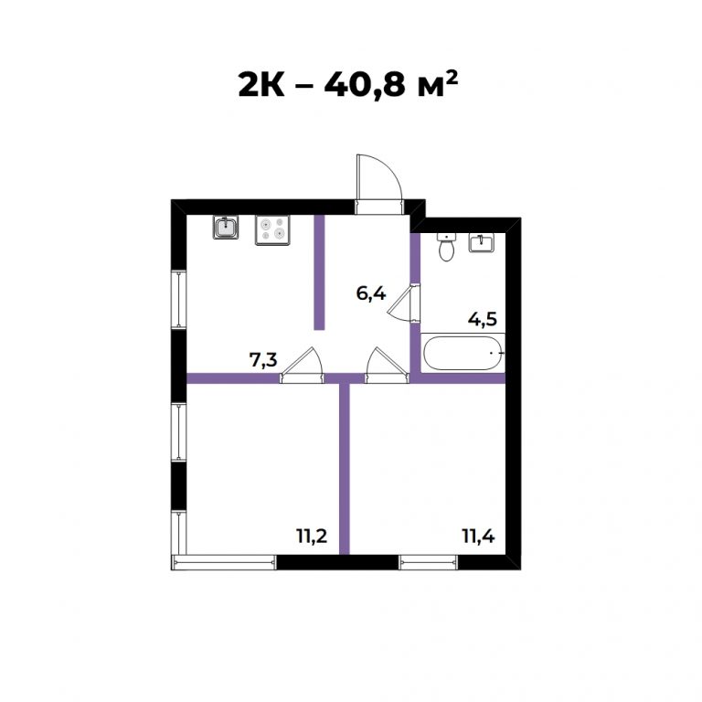 ЖК Андерсен, 3-комн кв 40,7 м2, за 8 636 540 ₽, 4 этаж