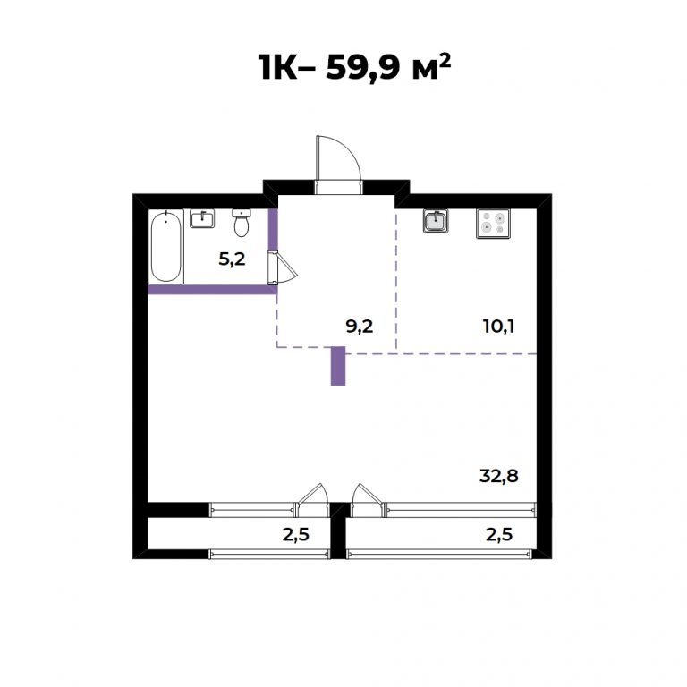 ЖК Андерсен, 3-комн кв 59,9 м2, за 8 367 431 ₽, 2 этаж