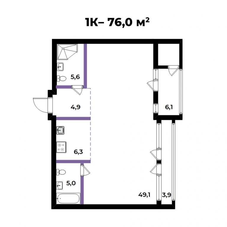 ЖК Андерсен, 4-комн кв 76,0 м2, за 10 383 120 ₽, 2 этаж