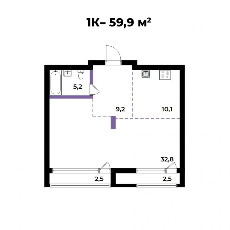 ЖК Андерсен, 3-комн кв 59,9 м2, за 8 367 431 ₽, 3 этаж