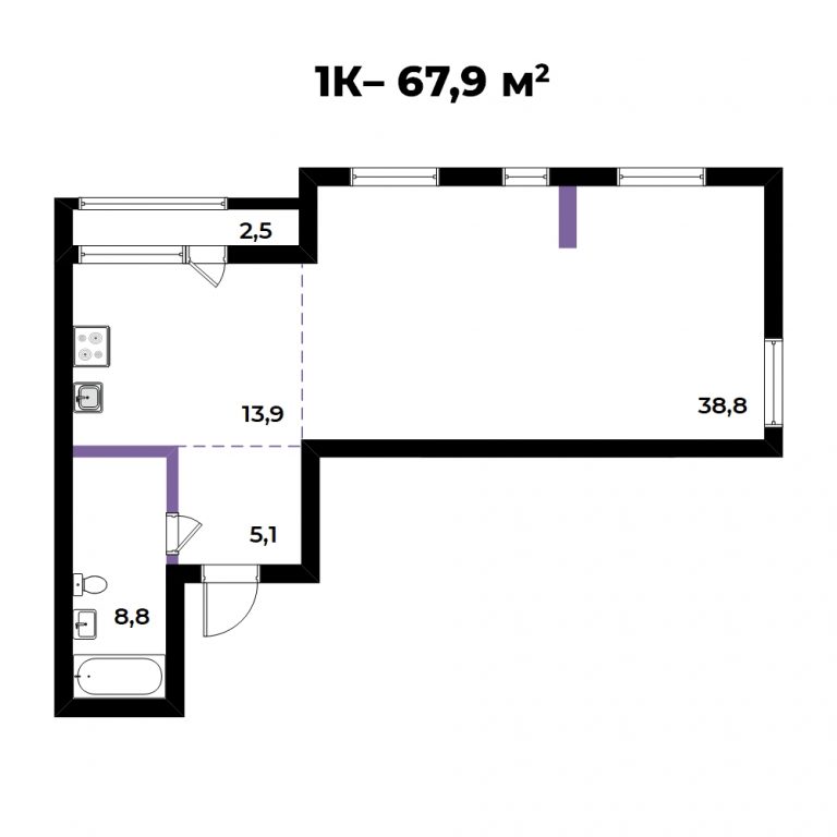 ЖК Андерсен, 3-комн кв 67,9 м2, за 9 184 833 ₽, 2 этаж