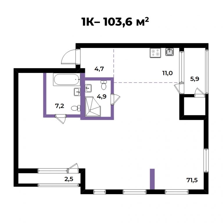 ЖК Андерсен, 5-комн кв 103,6 м2, 1 этаж