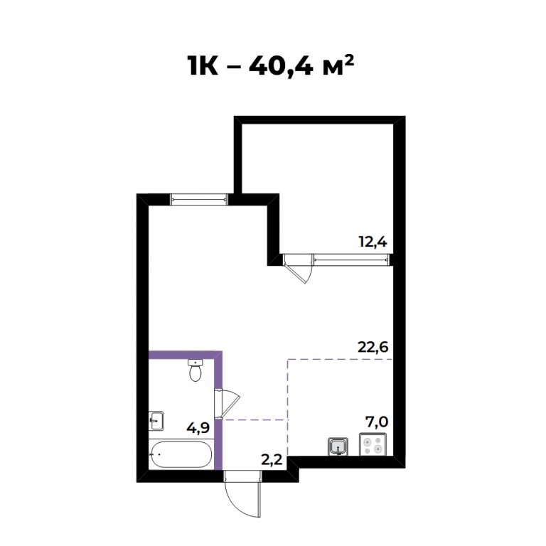ЖК Андерсен, 2-комн кв 40,4 м2, 1 этаж