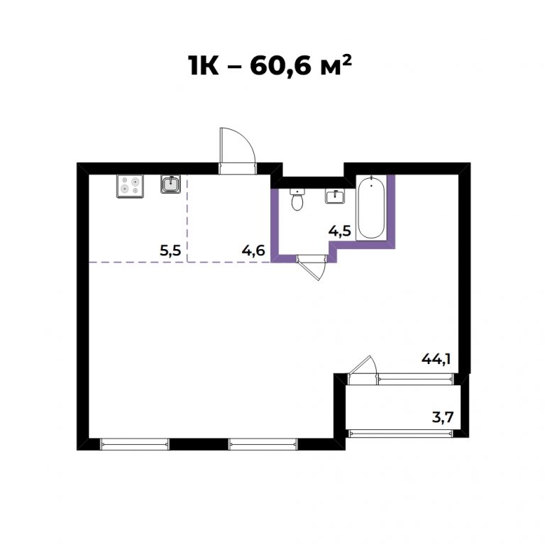 ЖК Андерсен, 3-комн кв 60,6 м2, 4 этаж