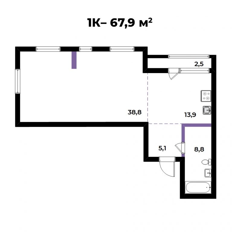ЖК Андерсен, 3-комн кв 67,9 м2, 3 этаж