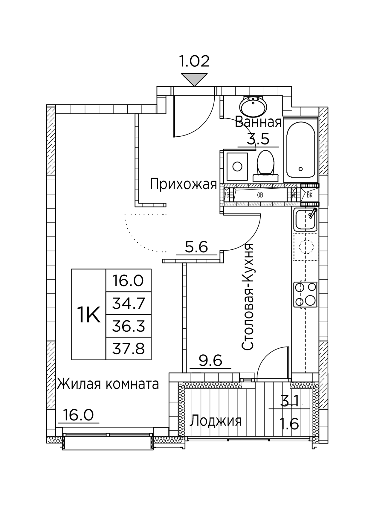 ЖК Гринхилс (Greenhills), 1-комн кв 37,8 м2, за 7 654 779 ₽, 20 этаж