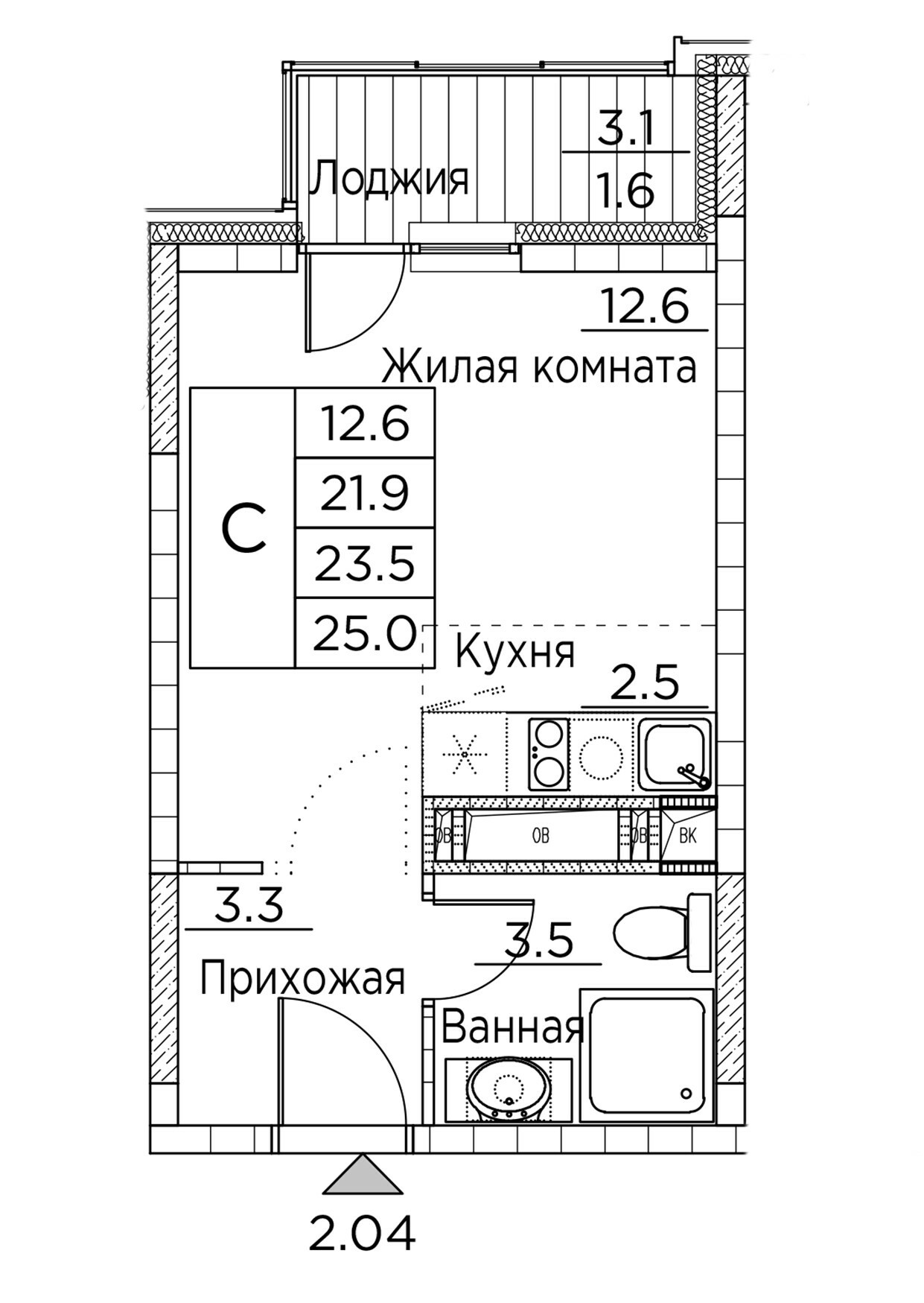 ЖК Гринхилс (Greenhills), Студия 25,0 м2, за 5 098 684 ₽