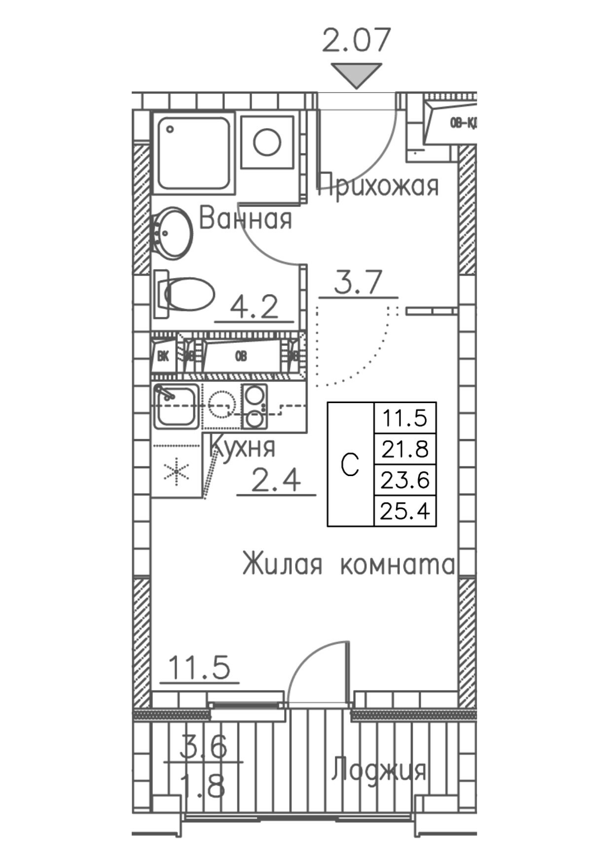 ЖК Гринхилс (Greenhills), Студия 25,4 м2, за 5 598 300 ₽