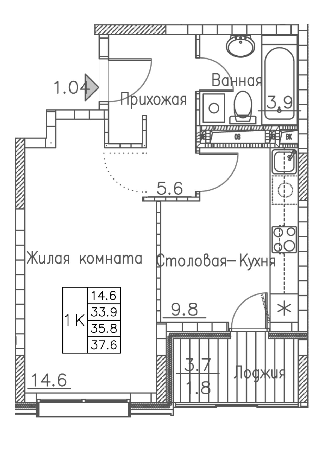 ЖК Гринхилс (Greenhills), 1-комн кв 37,6 м2, за 6 590 316 ₽, 5 этаж