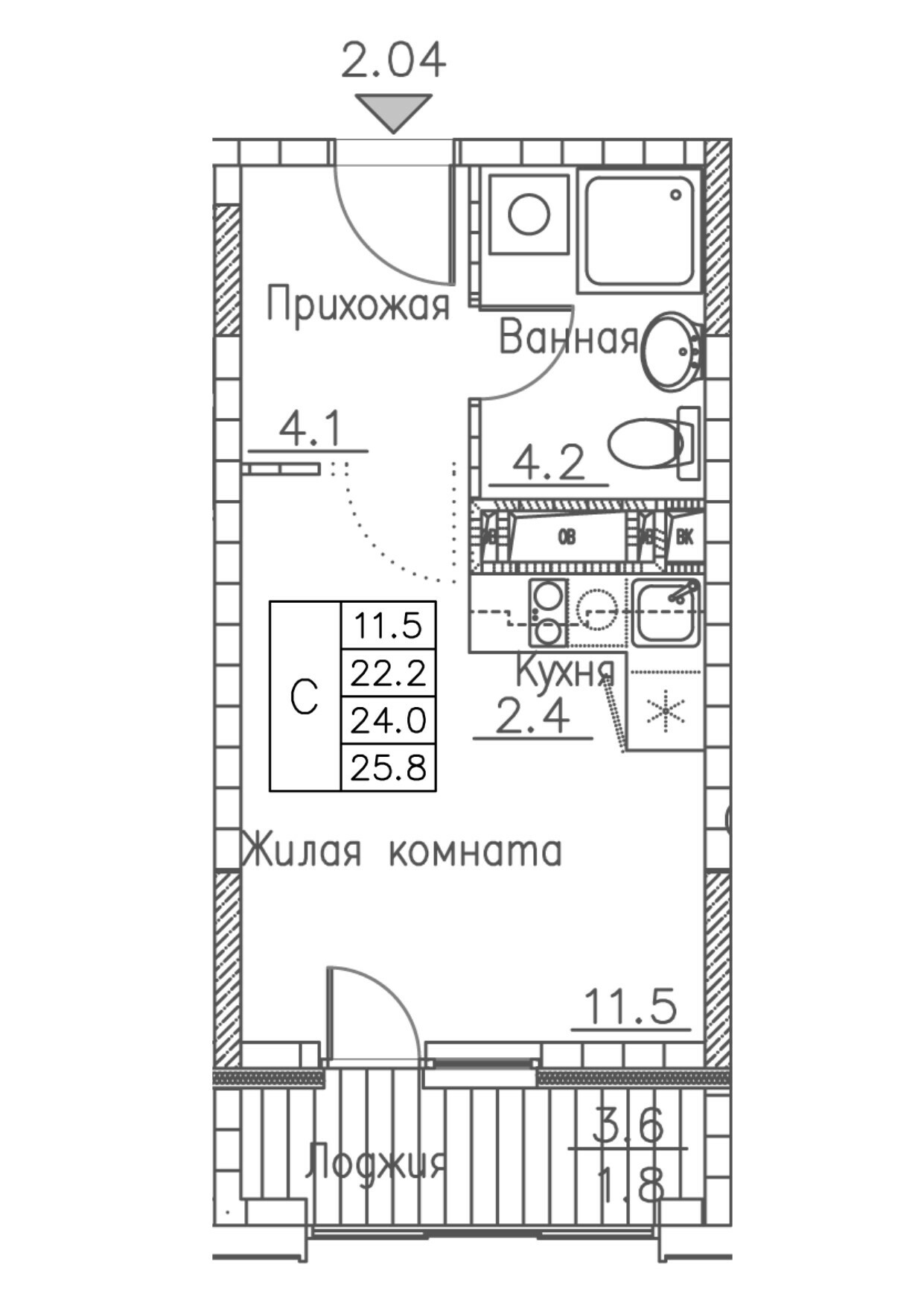 ЖК Гринхилс (Greenhills), Студия 25,8 м2, за 5 884 100 ₽