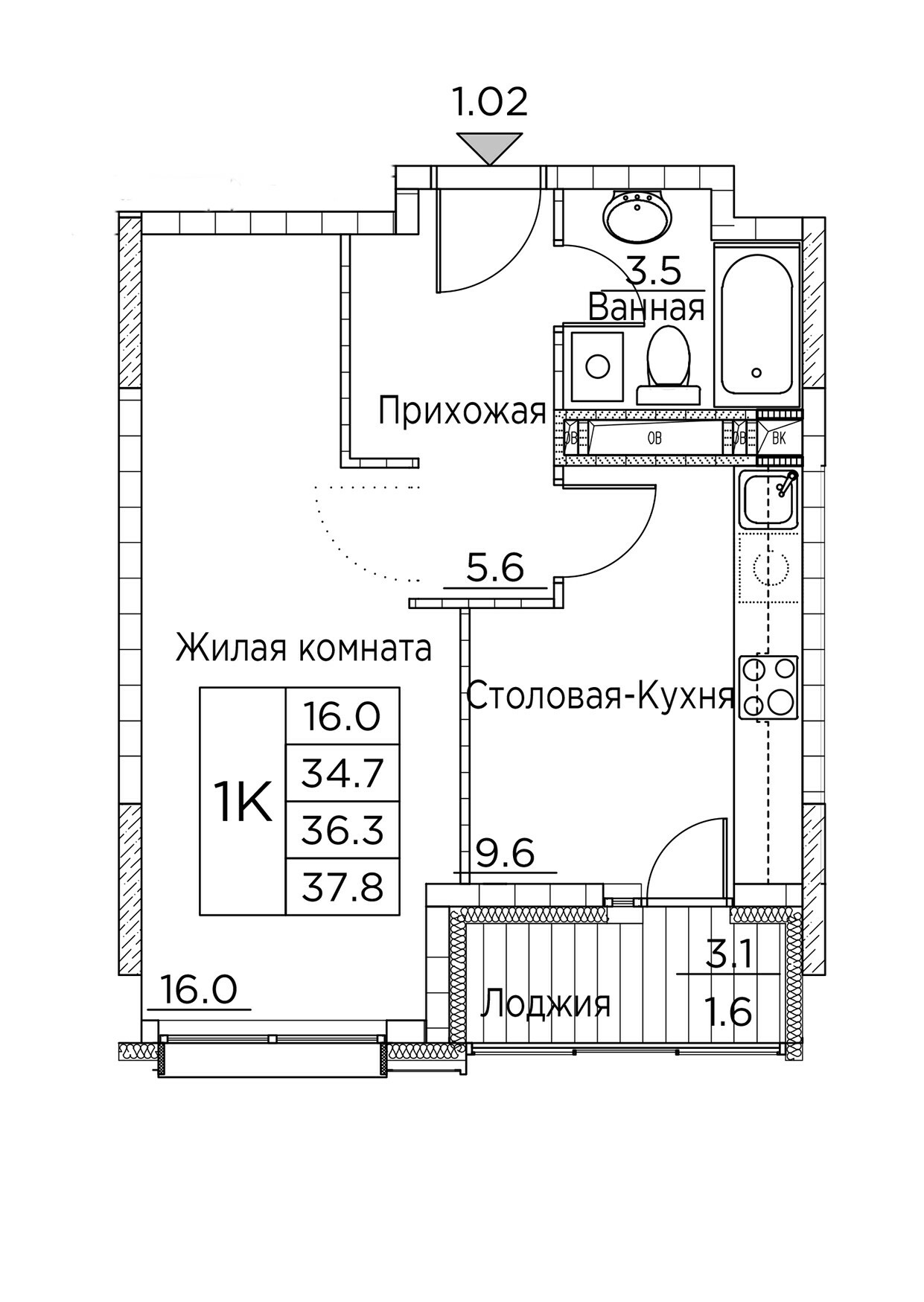 ЖК Гринхилс (Greenhills), 1-комн кв 37,8 м2, за 6 888 694 ₽, 4 этаж