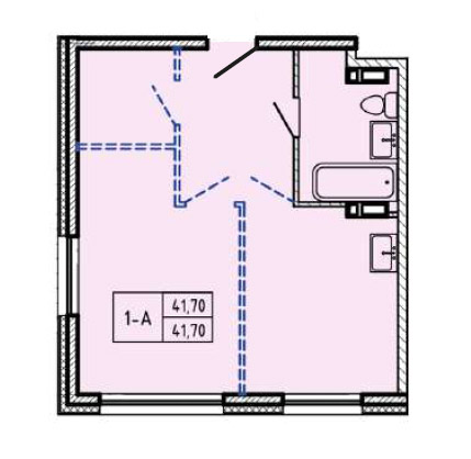 ЖК Карамель, 1-комн кв 41,7 м2, за 4 960 840 ₽, 6 этаж